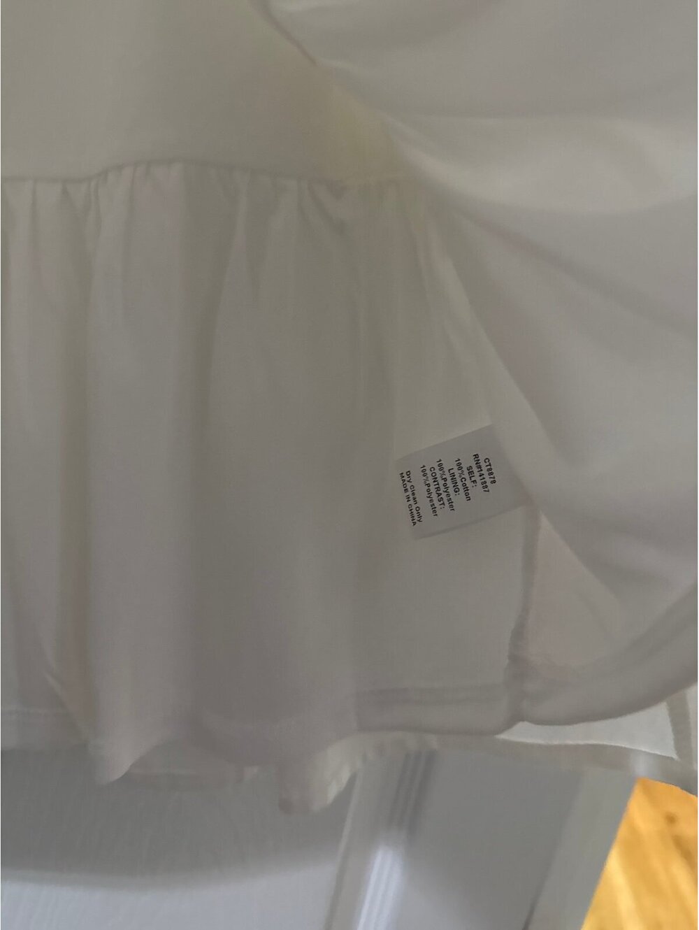 TCEC White Top with Powder Blue Trim Puff Sleeve Peplum Medium NWT Boutique - Picture 5 of 6